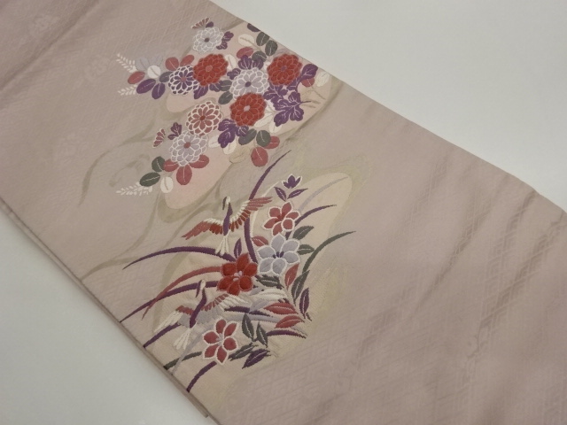 JAPANESE NAGOYA OBI / WOVEN AUTUMN FLOWERS